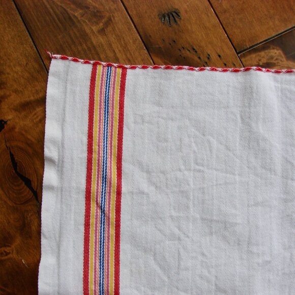 Vintage Tea Towel Linen Kitchen Glass Dish Giovedi Irish Linen Stripe Embroidery - Picture 14 of 15